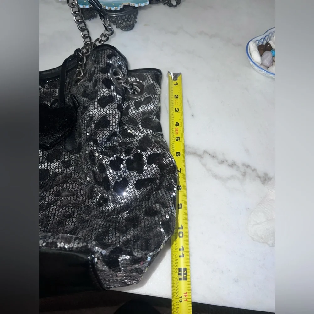 Betsey Johnson cheetah sequins tote. - Picture 6 of 8
